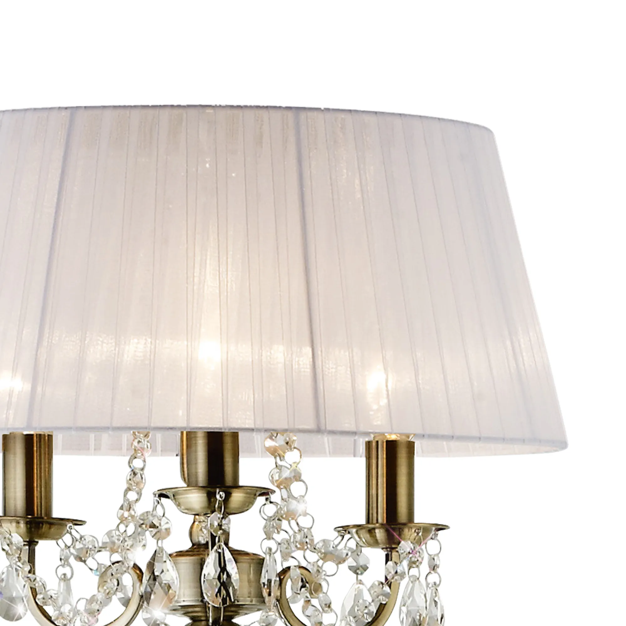 Olivia Crystal 163cm Floor Lamp 3 Light IL30066/WH  Diyas Olivia Antique Brass-White